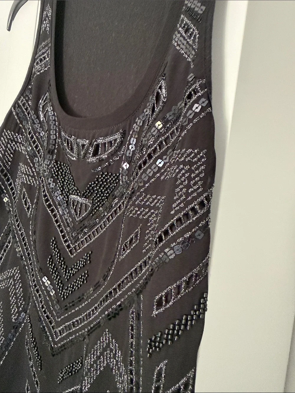Express Black Sequined Geometric Tank Top